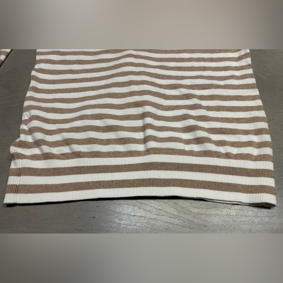 Tommy‎ Hilfiger Sweater Womens Medium Beige Striped Long Sleeve Turtle Neck Top - Picture 9 of 13